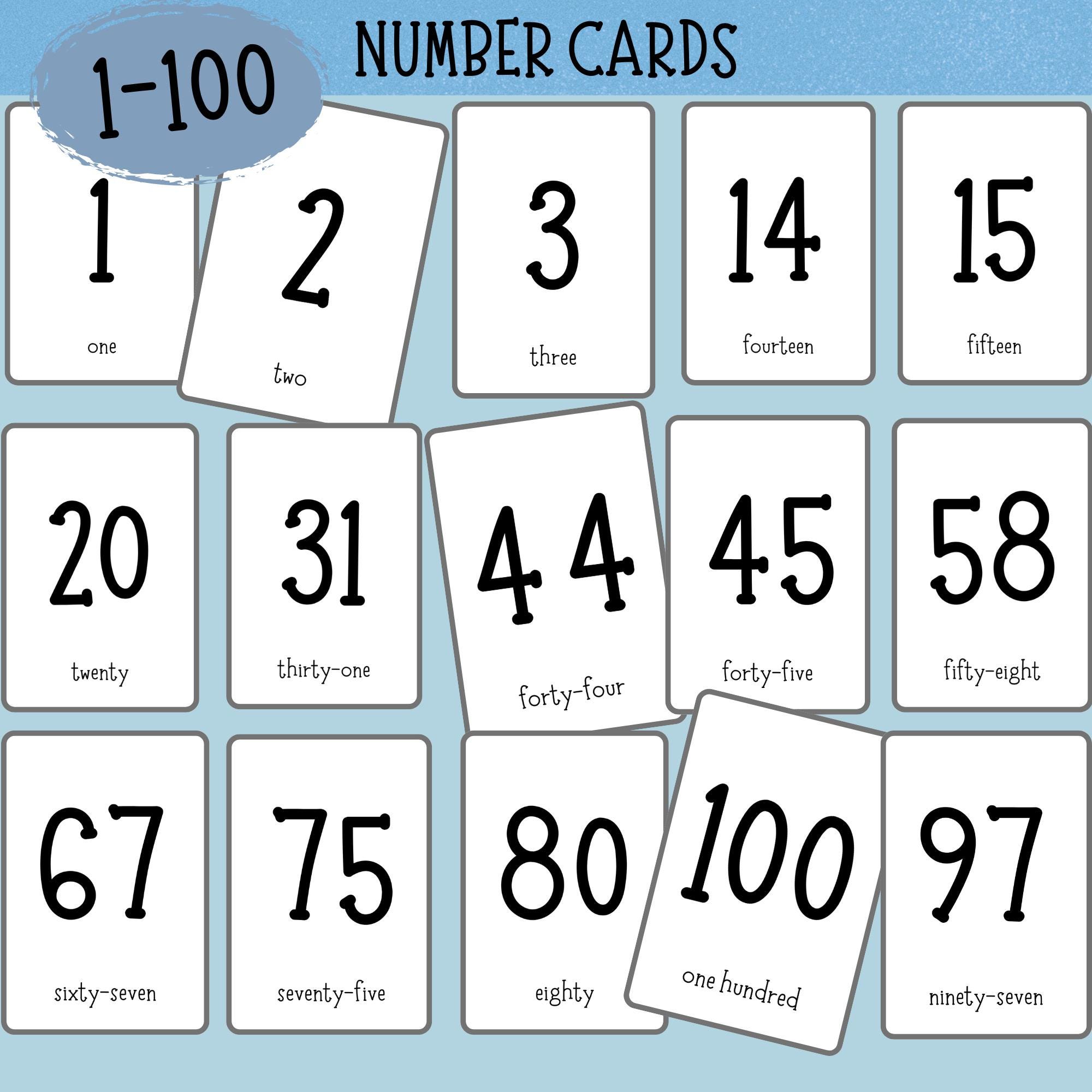 Number Flash Cards 1-100 | Printable Kids Math Numeracy Activities ...