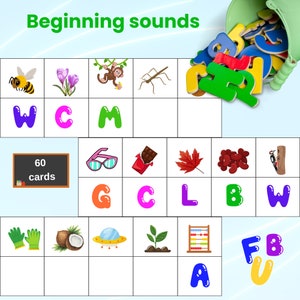 Initial Letter Sounds Activity | Beginning Sounds Printable Cards for Preschool, Kindergarten | Phonics & ABC Learning PDF