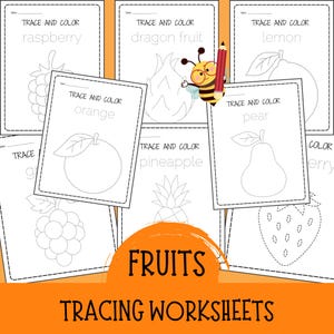 Fruits Pencil Control Worksheets | Tracing Printable Sheets for Preschool & Kindergarten | Pre-Writing Homeschool Activity