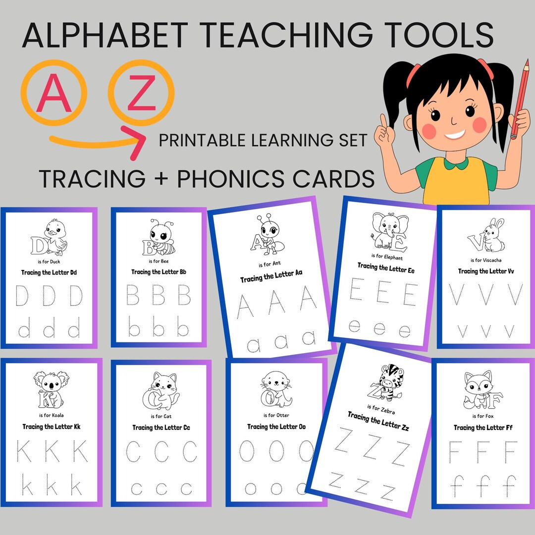Alphabet Teaching Aids for Preschool | Tracing & Phonics Flashcards PDF ...