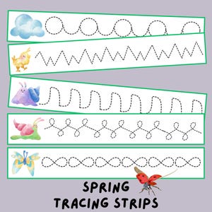 Spring Tracing Strips for Handwriting Practice & Fine Motor Skills Worksheets for Preschoolers