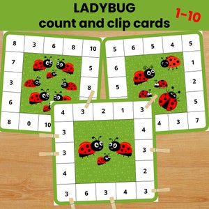 Ladybug Count and Match Clip Cards | Number Matching 1-10 | Preschool Math Activity | Spring Learning Tools for Kids