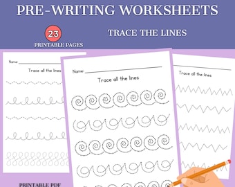 Hojas de práctica de motricidad fina / Hojas de trabajo de preescritura para preescolares: trazar líneas (PDF)