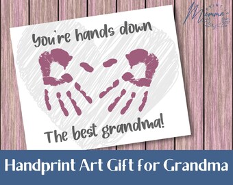 Hands Down Best Grandma Ever Kids Handprint Tree Instant Download PDF and JPEG Handprint Birthday Gift 8x10 and 16x20 Printable