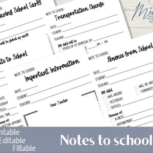 Briefje voor school | Notitie bij schoolverzuim | Excuusbriefje naar school | Notitie transportwijziging | Schoolbriefje gemist | Opmerking te laat op school