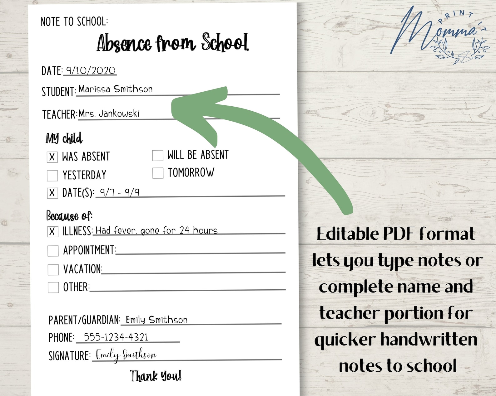 School Late Note.pdf Note to School | Note for School Absence | Excuse Note to School ...