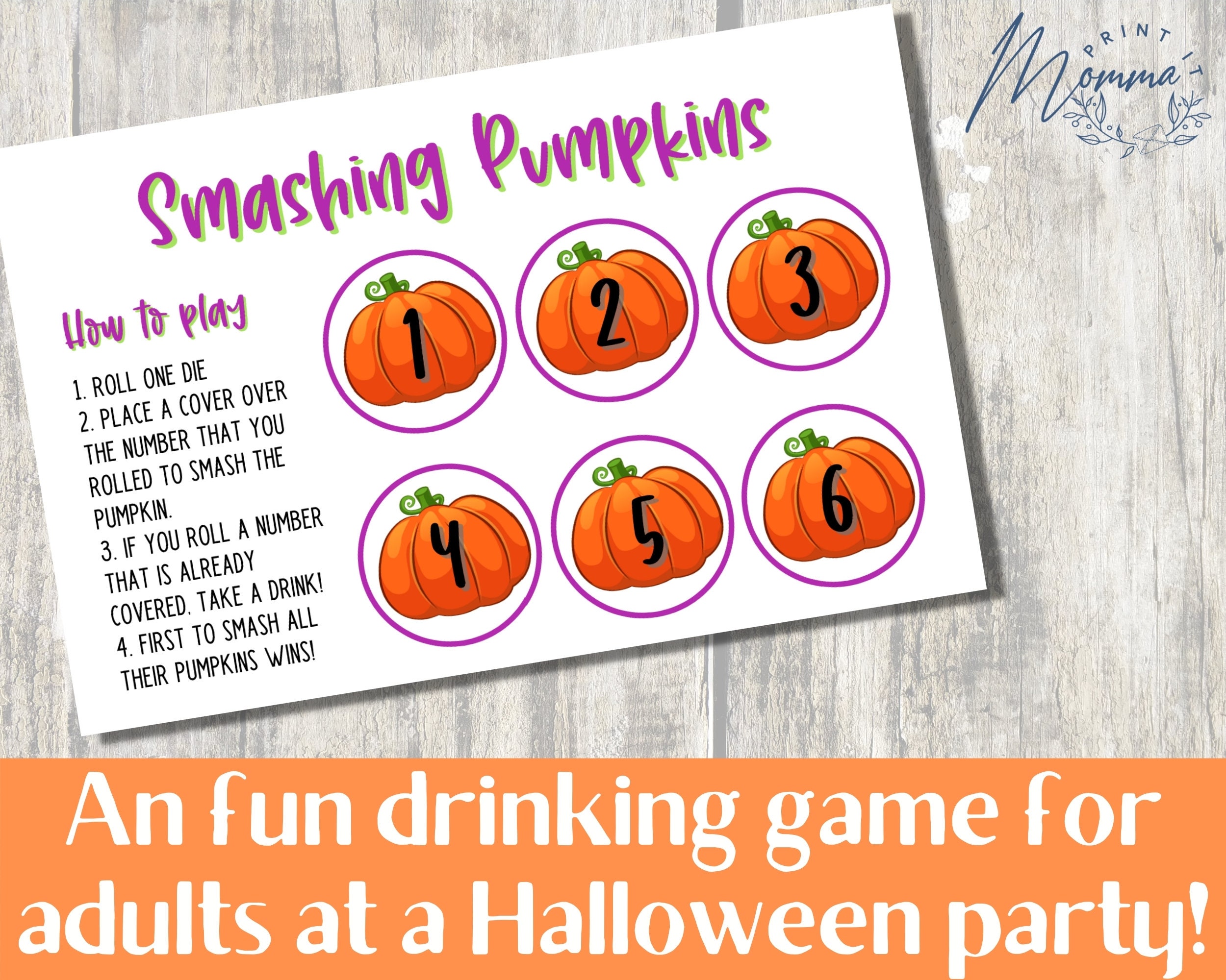 halloween adult drinking game printable smashing pumpkins