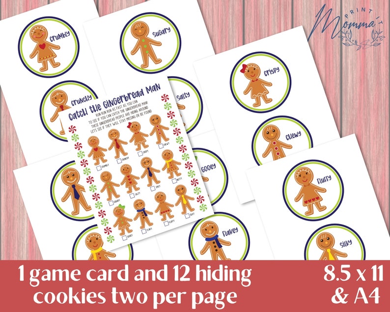 Catch the Gingerbread Man Game Printable Cookie Scavenger Hunt Digital Download Christmas Cookie Hide and Seek Game image 6