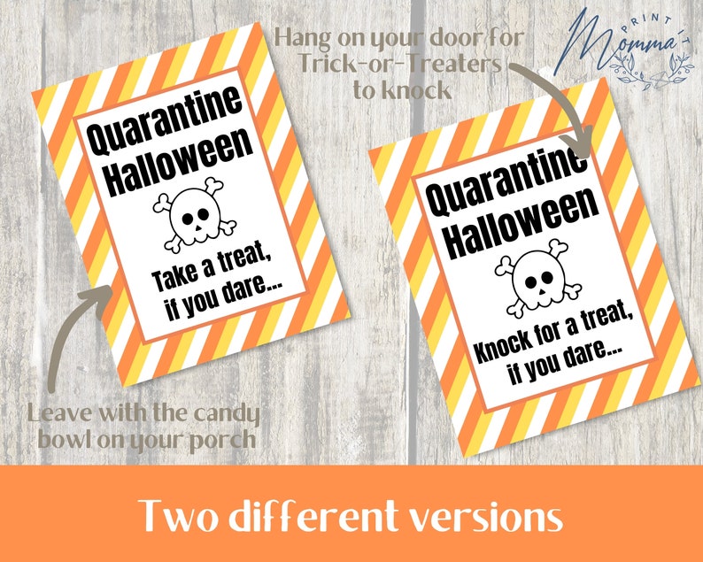 Quarantine Halloween candy bowl sign Halloween socially Etsy