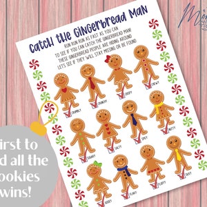 Catch the Gingerbread Man Game Printable Cookie Scavenger Hunt Digital Download Christmas Cookie Hide and Seek Game image 5