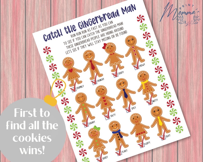 Catch the Gingerbread Man Game Printable Cookie Scavenger Hunt Digital Download Christmas Cookie Hide and Seek Game image 5