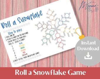 Roll a Snowflake Game Printable | Christmas Snowflake Game Digital Download | Winter Kids Activity | Snow Day Game