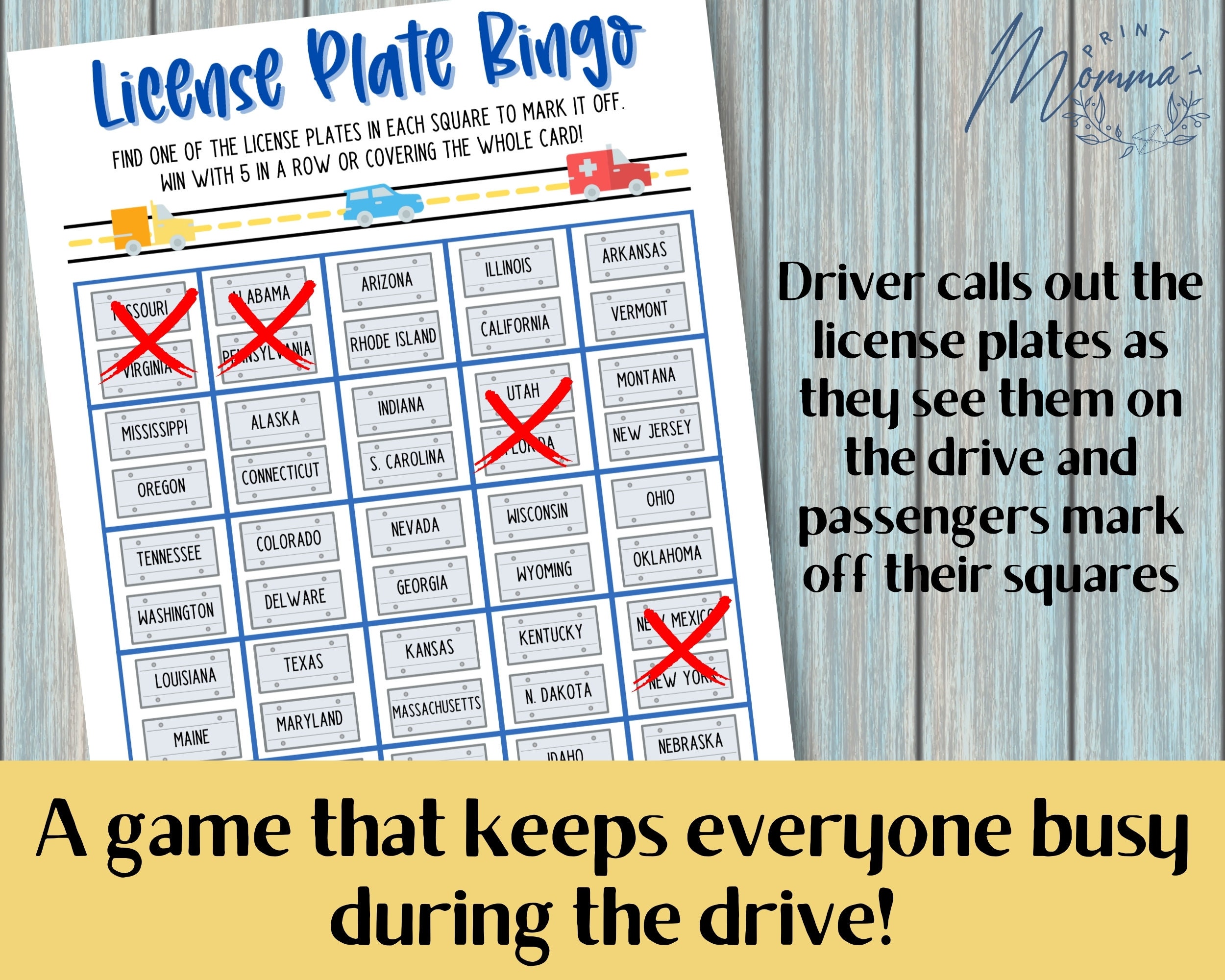 License Plate Bingo Car Game Printable Bingo Travel Activity Digital