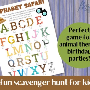 Scavenger Hunt Alphabet Safari Printable | Alphabet Hiding Game Digital ...