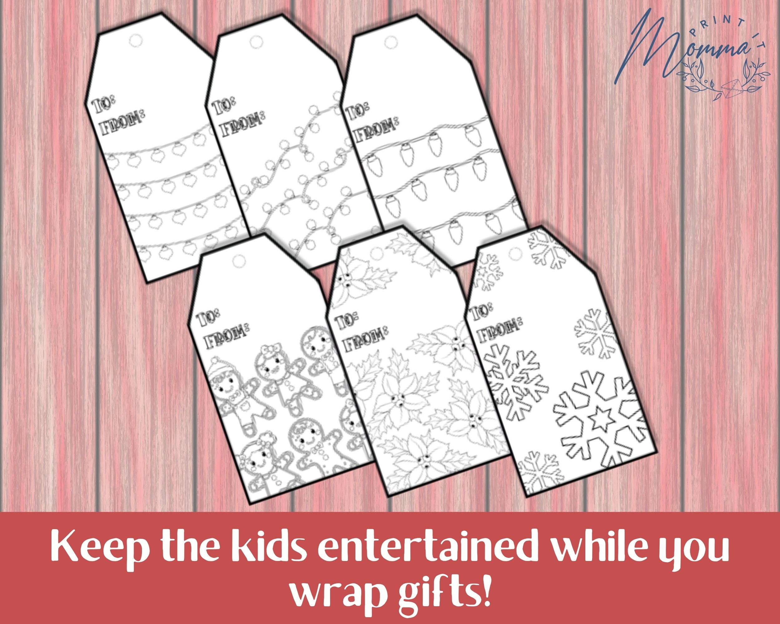 Christmas Coloring Gift Tag Set Printable | Gift Tags for Kids to Color ...
