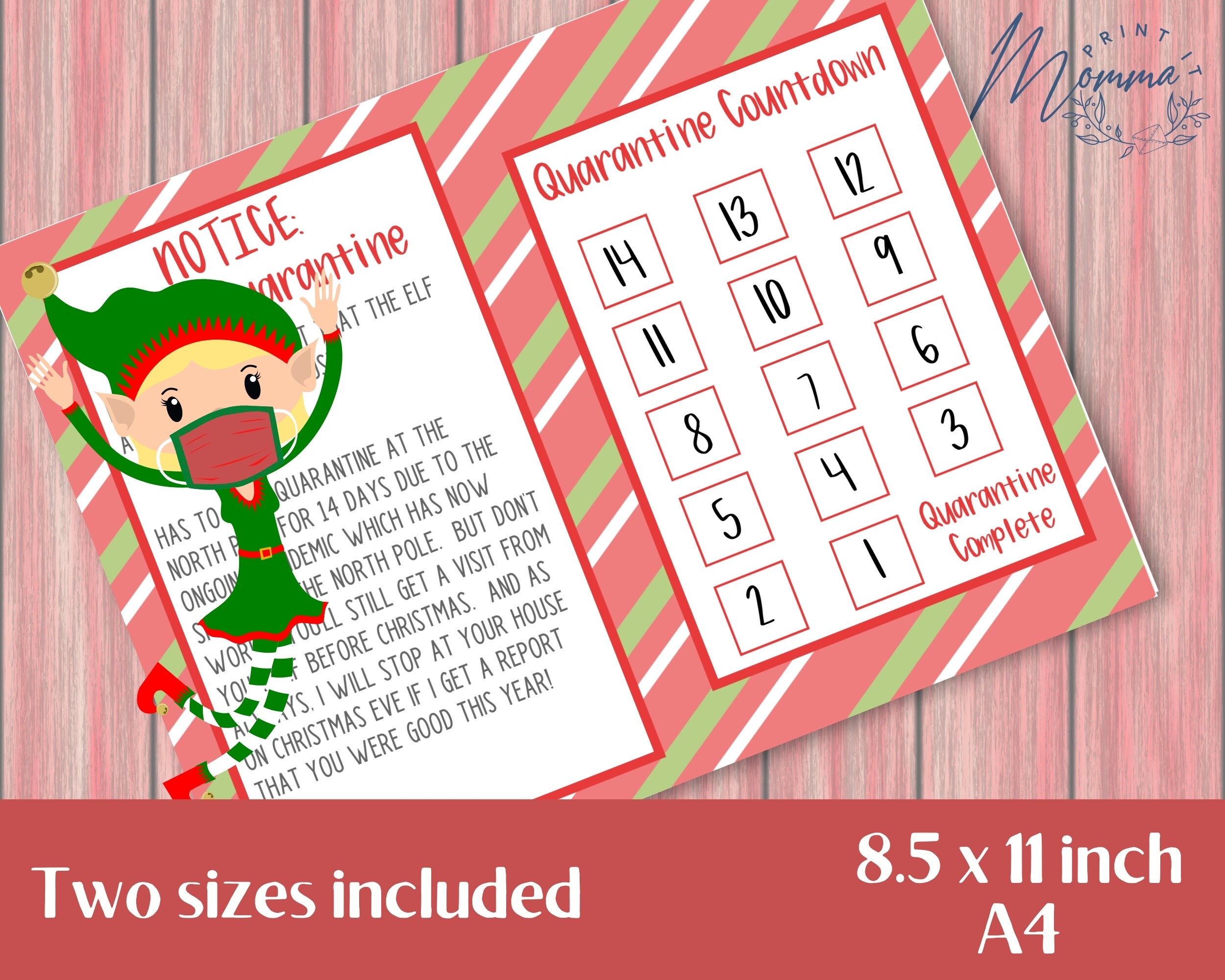 Elf in Quarantine Printable Quarantined Naughty Elf Letter Digital ...