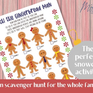 Catch the Gingerbread Man Game Printable Cookie Scavenger Hunt Digital Download Christmas Cookie Hide and Seek Game image 2
