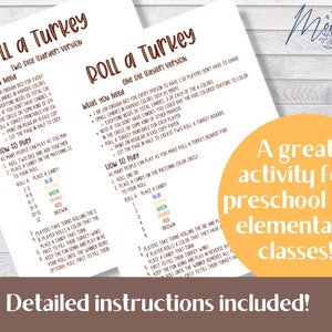 Roll a Turkey Game Printable | Thanksgiving Turkey Game Digital ...