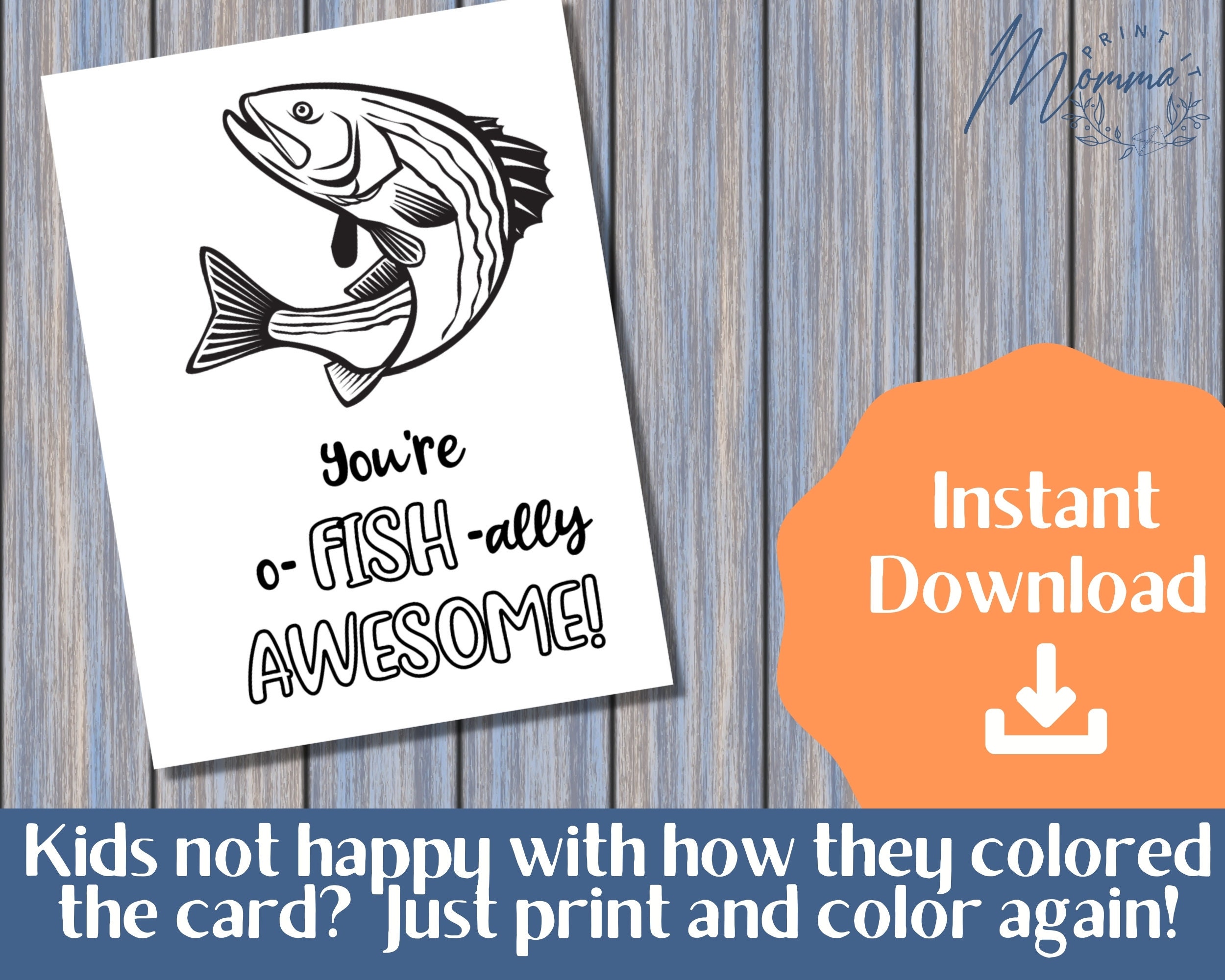 Father's Day Coloring Card Printable Kids Coloring DIY Card Digital ...