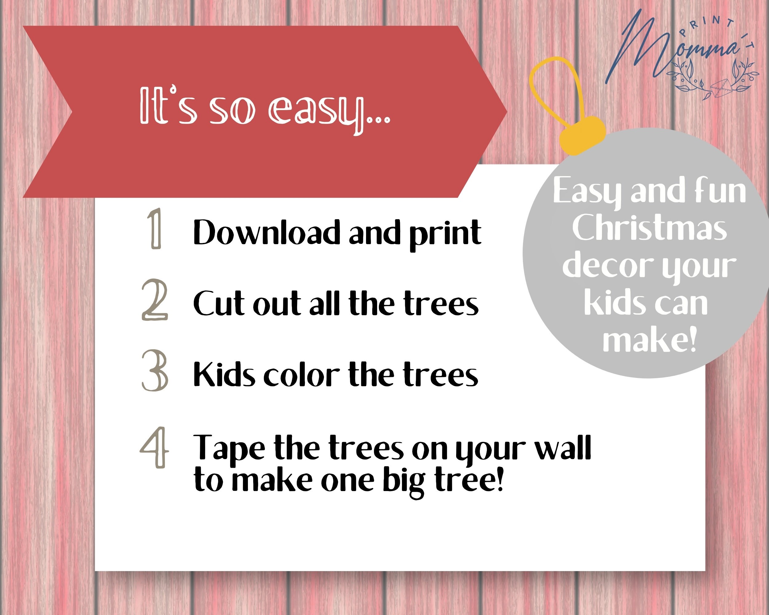 Christmas Tree Coloring Activity Printable Kids DIY Christmas Wall ...