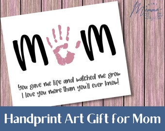 Mother's Day Gift From Kids printable | Handprint Keepsake Mom Gift Digital Download | DIY Kids Finger Paint Craft Gift