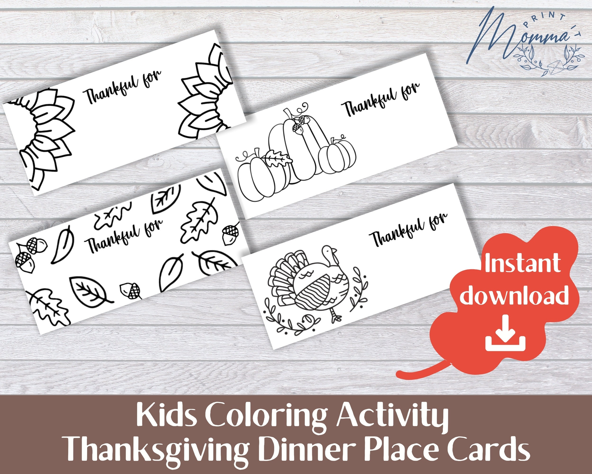 thanksgiving activity coloring table place cards printable