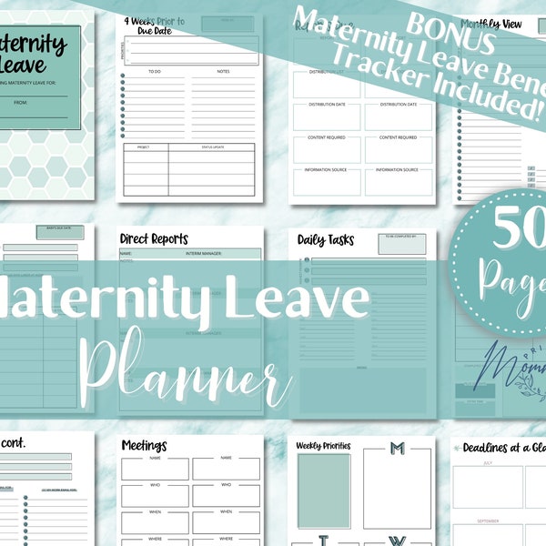 Maternity Leave Planner Printable | Fillable Work Maternity Leave Plan Digital Download | Planning for Maternity Leave from Work Guide