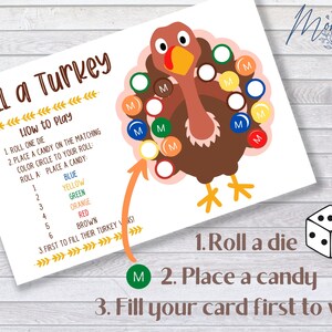 Roll a Turkey Game Printable | Thanksgiving Turkey Game Digital ...