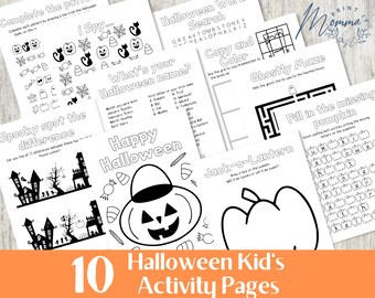 Halloween Kids Activity Pages Printable | Halloween Activity Sheets Digital Download | Halloween Kids Activity