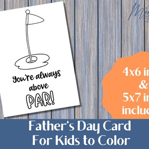 Carta da colorare per la festa del papà stampabile / Carta fai da te da colorare per bambini Download digitale / Carta sopra la parità per papà / Carta da 5x7 pollici e 4x6 pollici da colorare