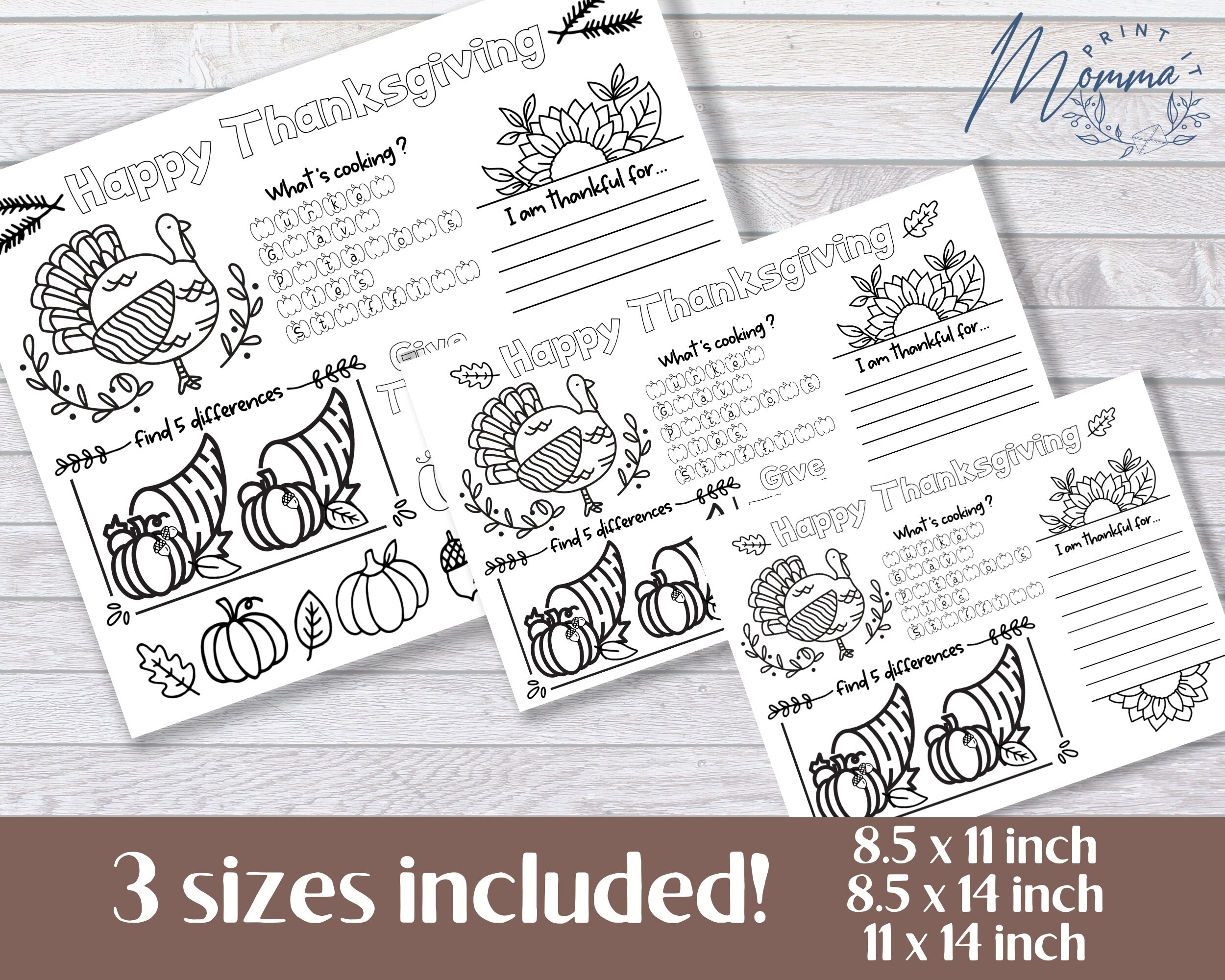 Thanksgiving Activity Placemat Printable Thanksgiving Kids | Etsy