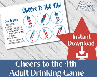 4th of July Adult Drinking Game Printable | Cheers to the 4th Cookout Dice Game Digital Download | Fireworks and Cookout Adult Game