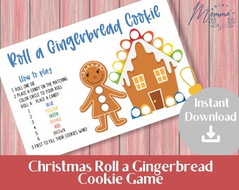 Roll a Gingerbread Cookie Game Printable | Christmas Gingerbread Man Game Digital Download | Christmas Kids Activity | Christmas Family Game