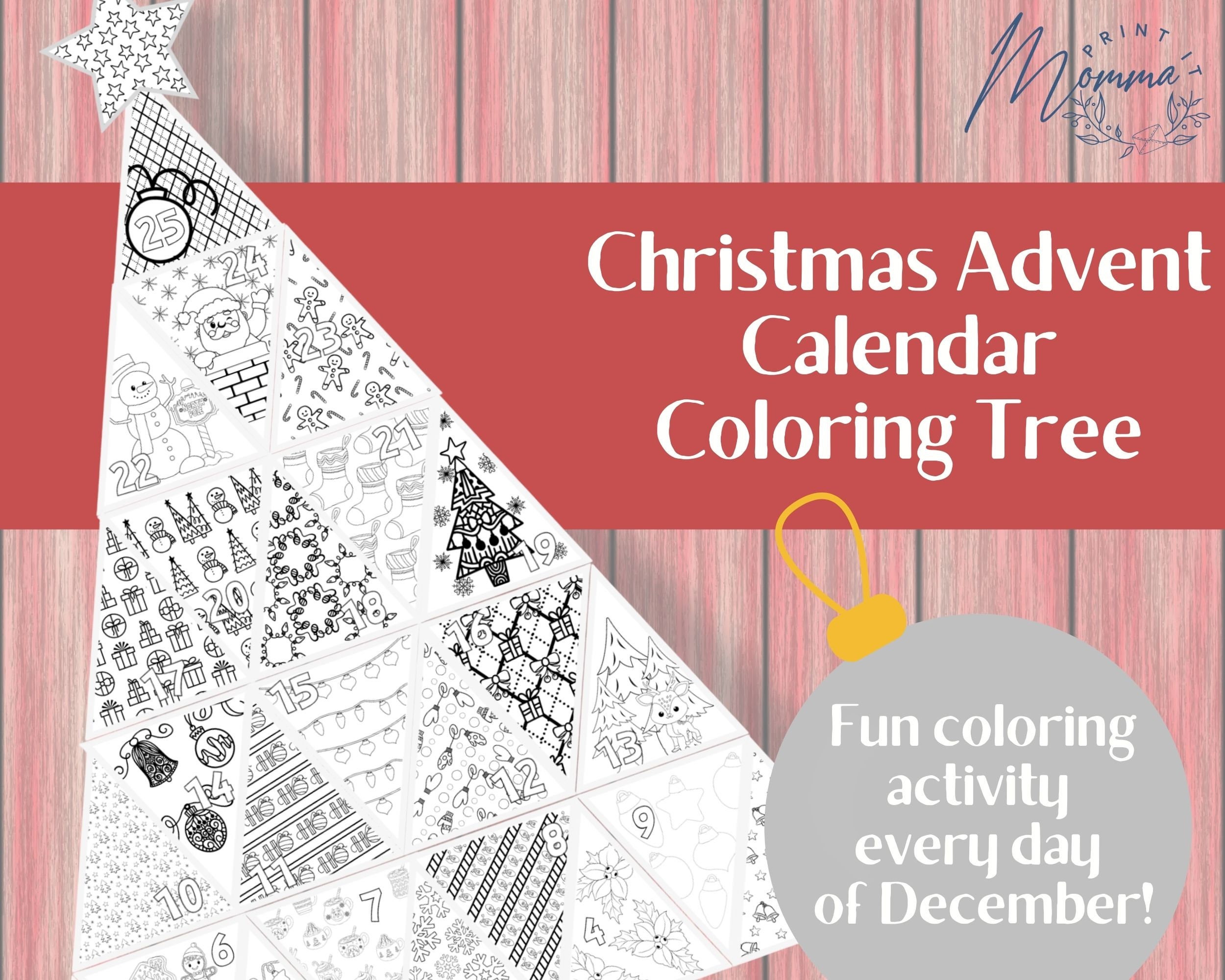 Advent Calendar Coloring Activity Printable Christmas Advent - Etsy