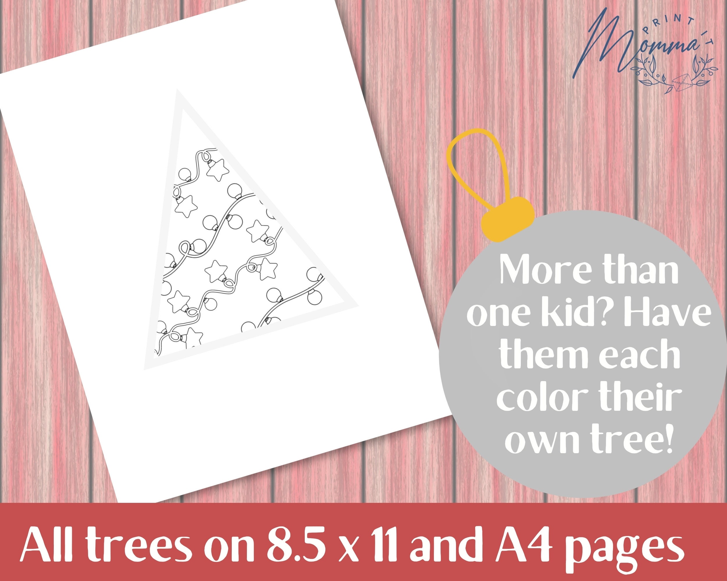 Christmas Tree Coloring Activity Printable Kids DIY Christmas Wall ...