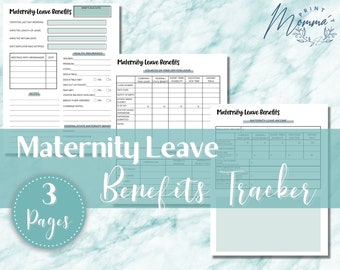 Maternity Leave Benefits Tracker Printable | Fillable Work Family Leave Digital Download | Maternity Leave from work planner