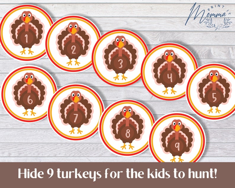 Turkey Hunt Game Printable Thanksgiving Turkey Scavenger Etsy