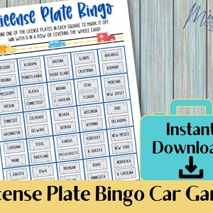 License Plate Bingo Car Game Printable | Bingo Travel Activity Digital ...
