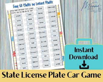 License Plate Car Game Printable | 50 States License Plate Activity Digital Download | Family vacation game | Car Travel game for kids