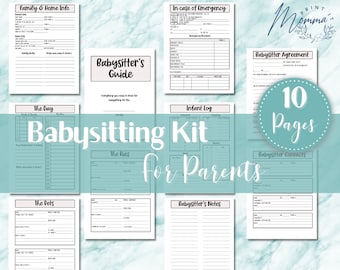 Babysitting Kit for Parents Printable |  Babysitter's information pages Digital Download | Emergency info for nanny | Nanny Binder