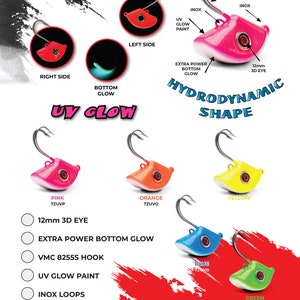 Lollipop lures "Tenzo" UV&Glow saltwater Jig Head Lure Zoka Tenya Jig