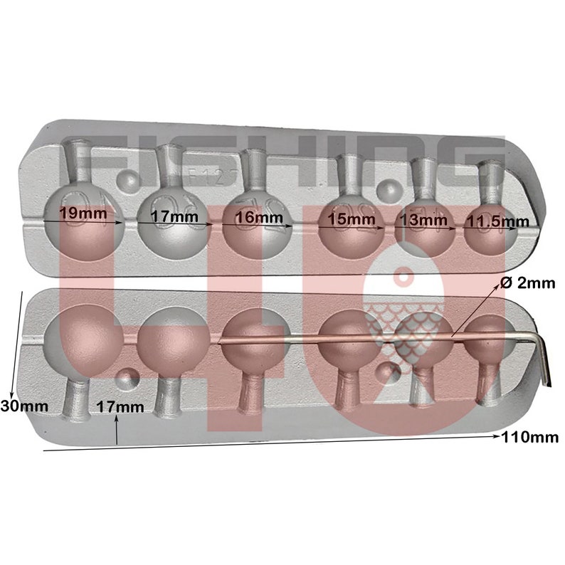 Cannon ball Sinker Fishing Lead Mould 10-15-20-25-30-40g Lead Mold Weights & Sinkers image 2