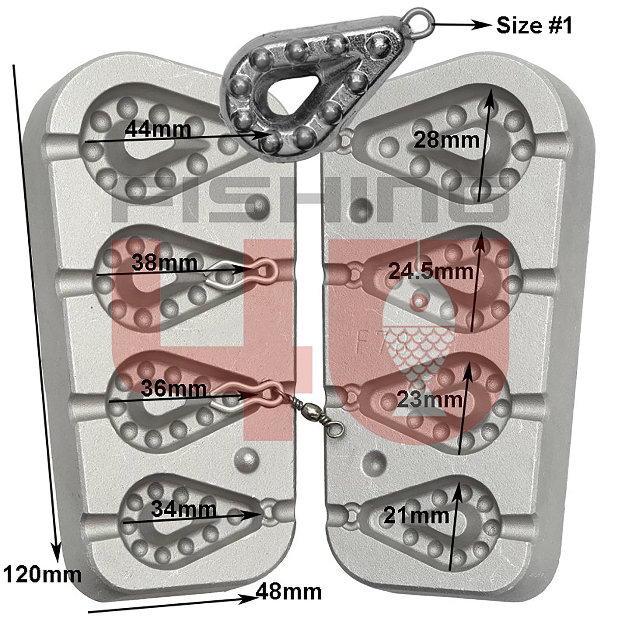 Watch Grip Fishing Lead Sinker Mould 40-50-60-90g /carp,sea,river
