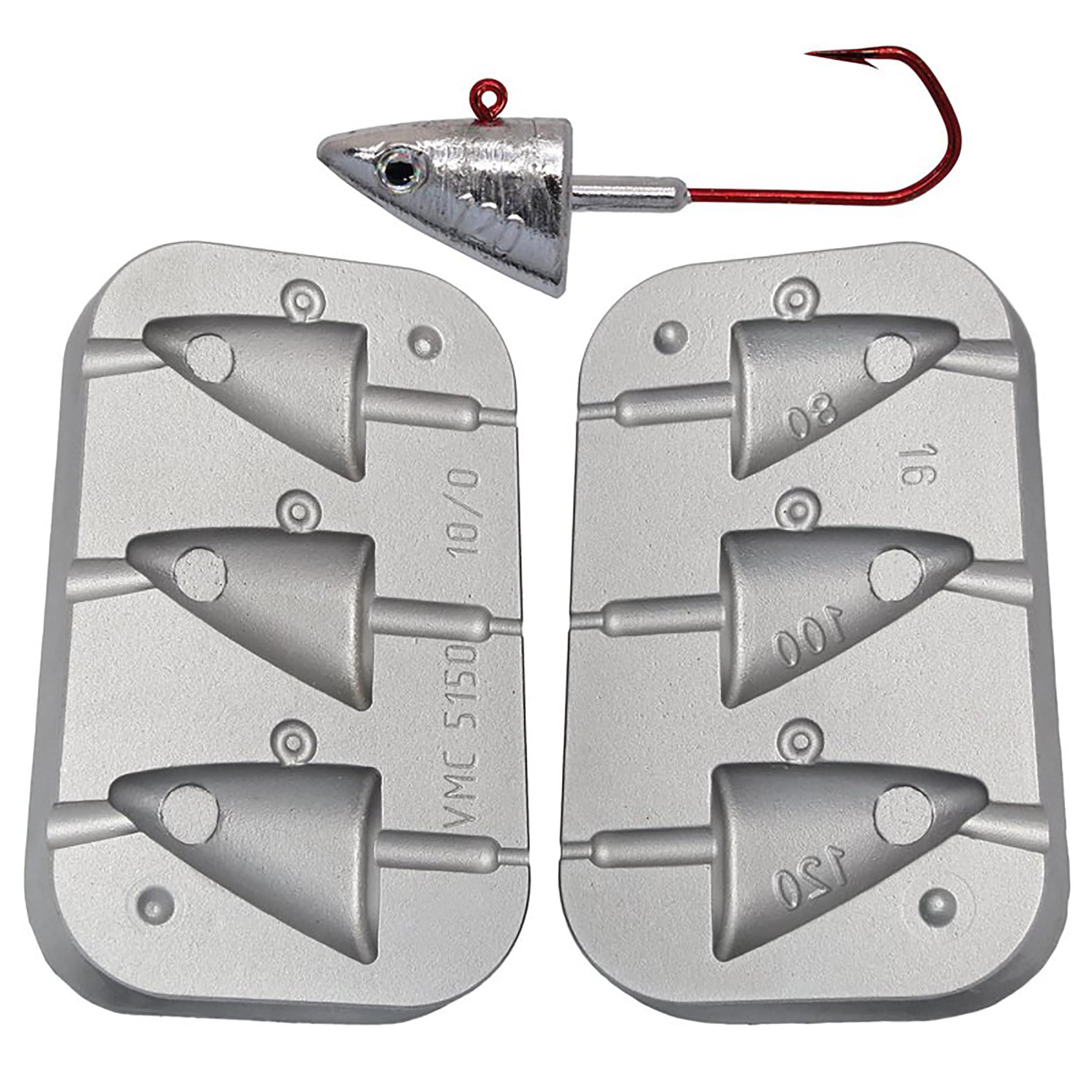 Fish Head Jig Mold 20-25-30-35-40g Uses VMC 5150 Hooks Fishing Jig Lead Mold  