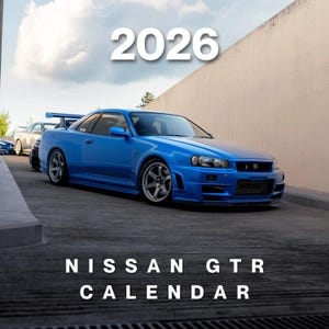 2026 Car Calendar – Nissan GTR Edition, JDM Supercar Wall Calendar, Gift for Car Lovers, Skyline GTR Art, Garage or Office Decor