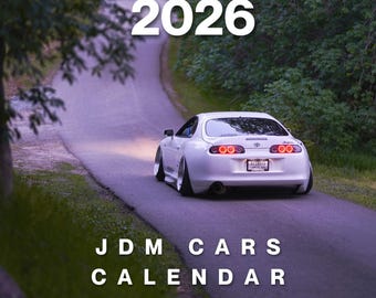 Autokalender 2026 – iconische JDM Cars-editie, Japanse autowandkalender, cadeau voor autoliefhebbers, garagedecor, autokunst importeren