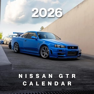 2026 Car Calendar – Nissan GTR Edition, JDM Supercar Wall Calendar, Gift for Car Lovers, Skyline GTR Art, Garage or Office Decor