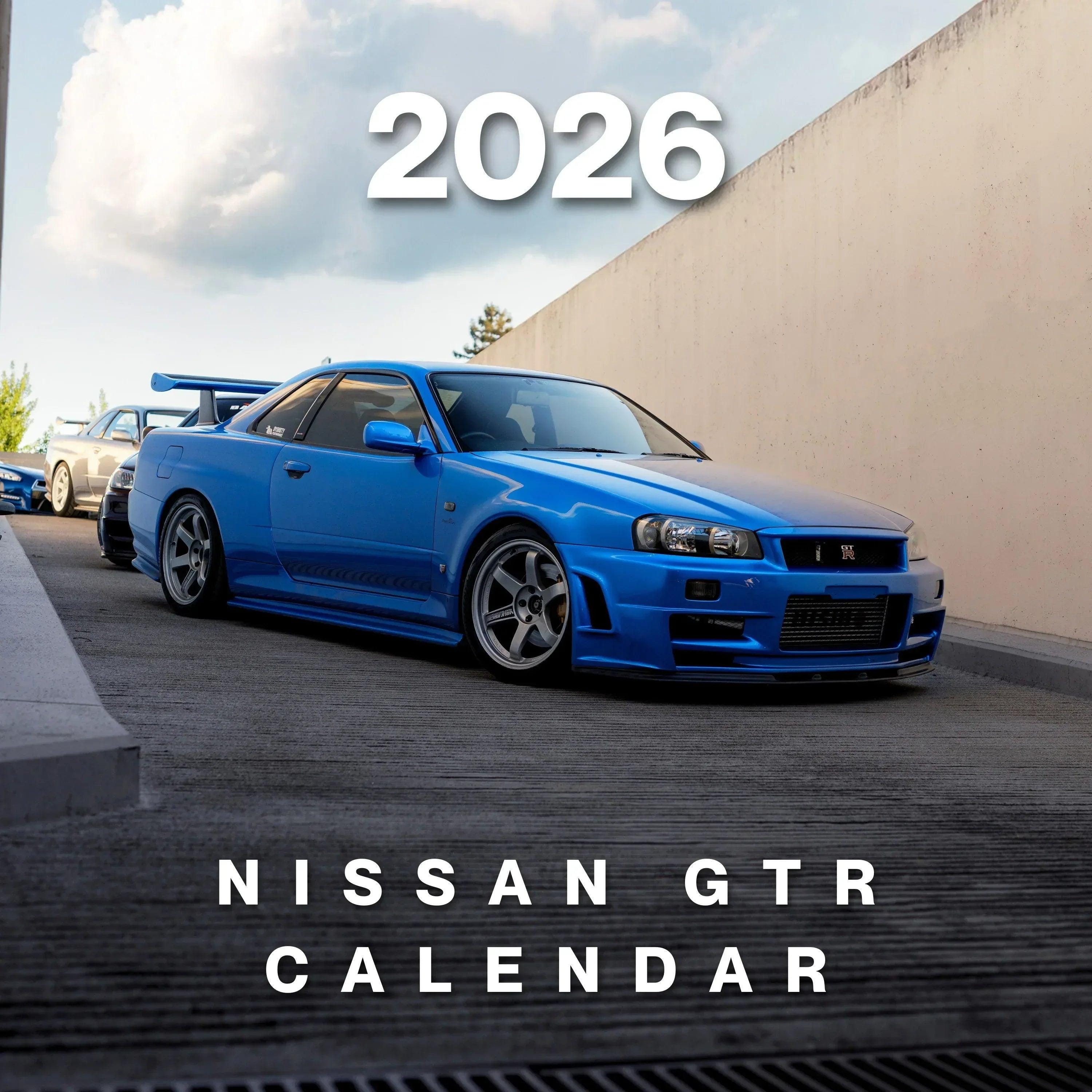 No.1285 日産 スカイライン カレンダーと地図セット 2026年カーカレンダー – 日産GTRエディション、JDMスーパーカー壁掛け