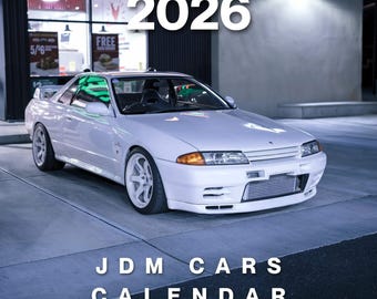 Autokalender 2026 – iconische JDM Cars-editie, Japanse autowandkalender, cadeau voor autoliefhebbers, garagedecor, autokunst importeren – versie 2