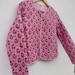 Indian HandBlock Print Fabric Quilted Jacket Short kimono Women Wear New Style Pink Flower Coat